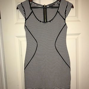 Express Black & White Fitted Dress